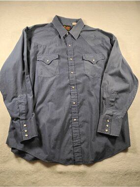 Plains Western Wear Mens Pearl Snap Shirt Cowboy Rodeo Size XL Slate Blue